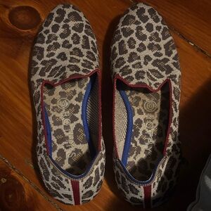 Rothy's Black and Cream Leopard Loafers